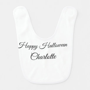 SIMPLE MINIMAL.CUTIE ADD NAME BABY happy Halloween Bib