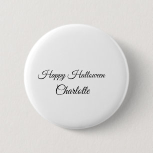 SIMPLE MINIMAL.CUTIE ADD NAME BABY happy Halloween Button