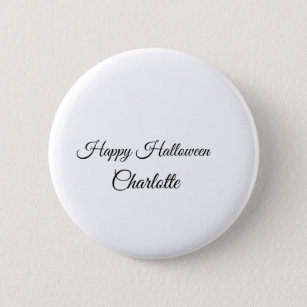 SIMPLE MINIMAL.CUTIE ADD NAME BABY happy Halloween Button