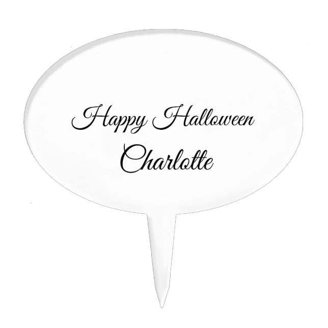 SIMPLE MINIMAL.CUTIE ADD NAME BABY happy Halloween Cake Topper (Front)