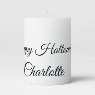 SIMPLE MINIMAL.CUTIE ADD NAME BABY happy Halloween Pillar Candle