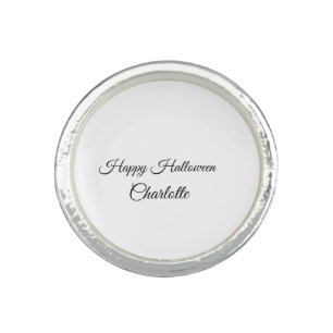 SIMPLE MINIMAL.CUTIE ADD NAME BABY happy Halloween Ring