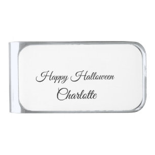 SIMPLE MINIMAL.CUTIE ADD NAME BABY happy Halloween Silver Finish Money Clip