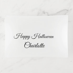 SIMPLE MINIMAL.CUTIE ADD NAME BABY happy Halloween Trinket Tray