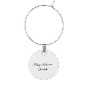 SIMPLE MINIMAL.CUTIE ADD NAME BABY happy Halloween Wine Charm