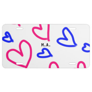 SIMPLE MINIMAL.CUTIE ADD NAME BABY heart add lette License Plate