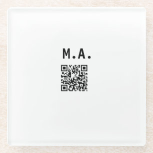 SIMPLE MINIMAL.CUTIE ADD NAME Q R CODE SCAN THROW GLASS COASTER