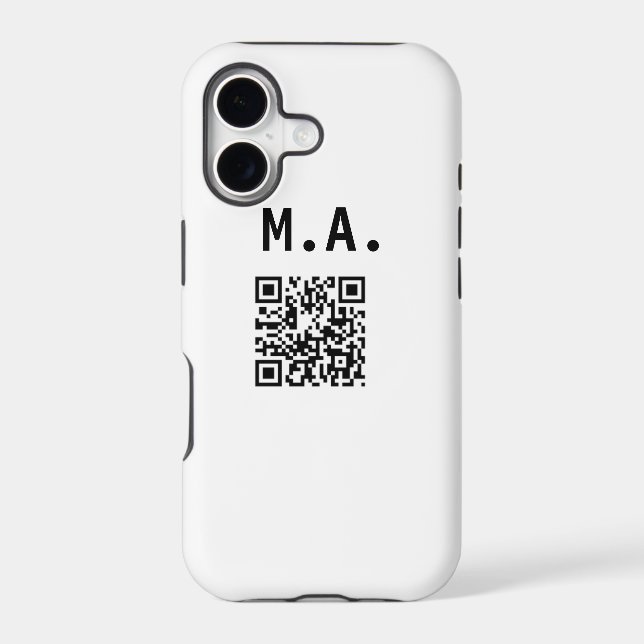SIMPLE MINIMAL.CUTIE ADD NAME Q R CODE SCAN THROW  IPHONE CASE (Back)