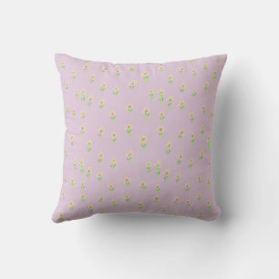 Simple Minimal Daisies on Light Pink Purple Throw Pillow
