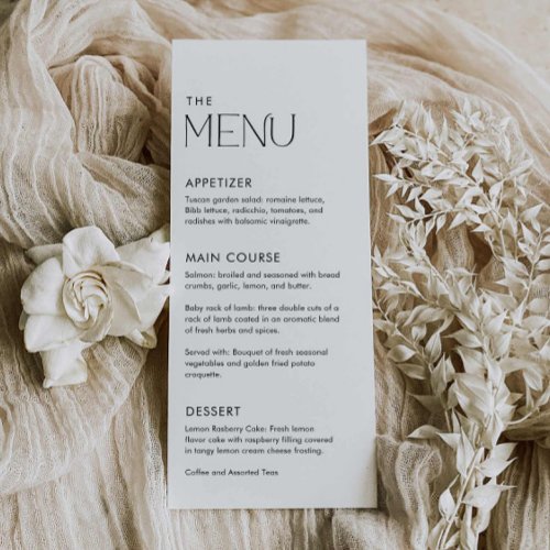 Simple Minimal Dinner Wedding Menu