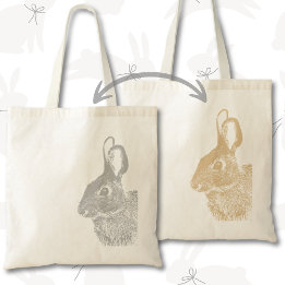 Simple Minimal Double-Sided Gray and Brown Bunny  Tote Bag