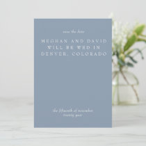 Simple Minimal Dusty Blue Modern Save The Date