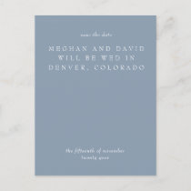 Simple Minimal Dusty Blue Modern Save The Date  Announcement Postcard