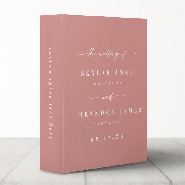 Simple Minimal Dusty Rose Pink Wedding Photo Album 3 Ring Binder (Creator Uploaded)
