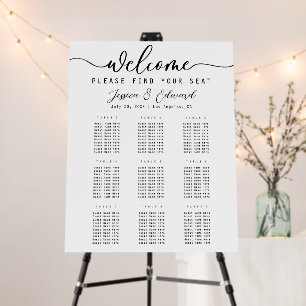 Simple Minimal Elegant 9 Table Seat Plan Modern Foam Board