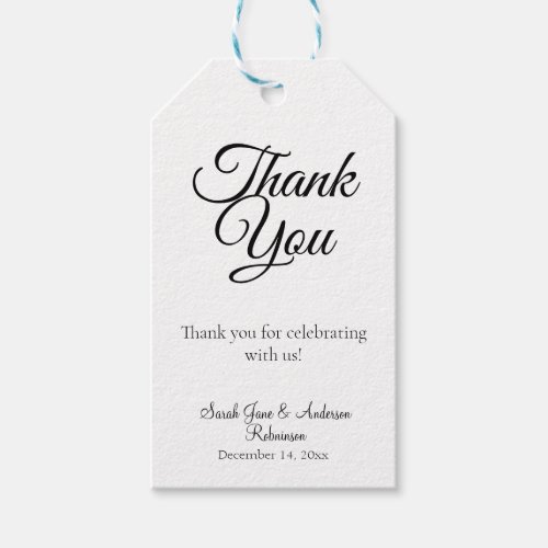 Simple Minimal Elegant Black  White Thank You Gift Tags