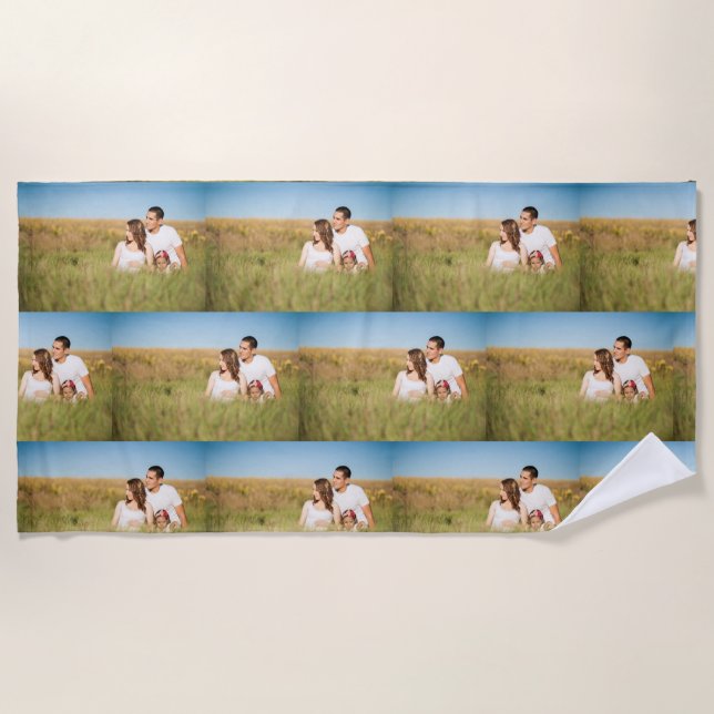 Simple minimal elegant custom circle photo collage beach towel (Front)