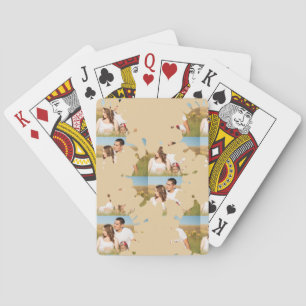 Simple minimal elegant custom circle photo collage poker cards