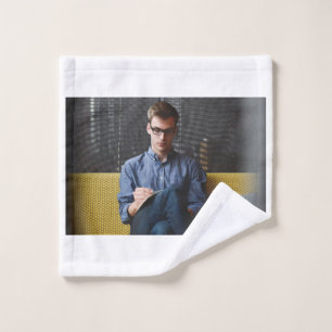 Simple minimal elegant custom circle photo collage wash cloth