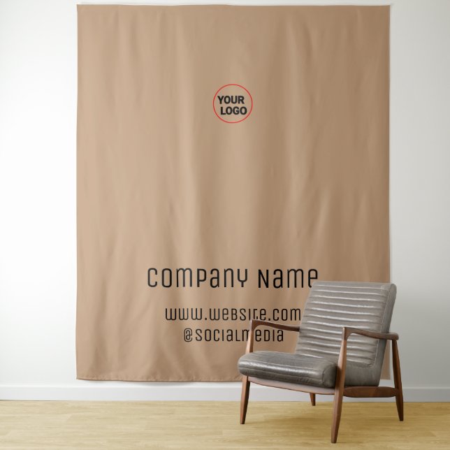 Simple minimal elegant custom company name text tapestry (In Situ)