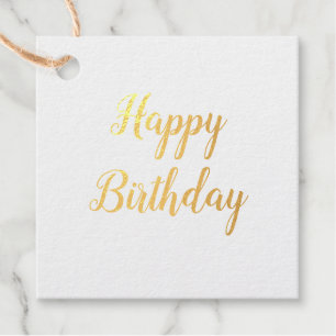 simple minimal elegant custom happy birthday gift foil favor tags