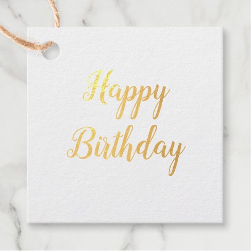 simple minimal elegant custom happy birthday gift  foil favor tags