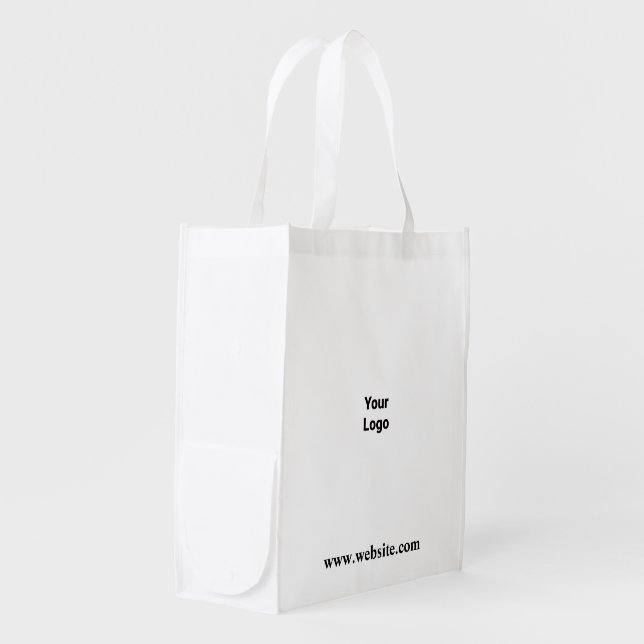 Simple minimal elegant custom logo here company ba grocery bag (Front Side)