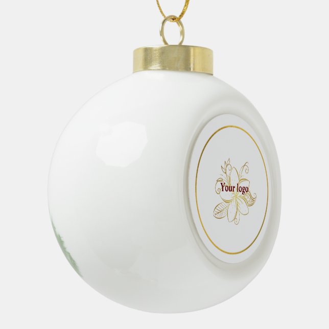 Simple minimal elegant custom logo here company  c ceramic ball christmas ornament (Left)