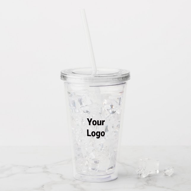 Simple minimal elegant custom logo here company cl acrylic tumbler (Front Ice)