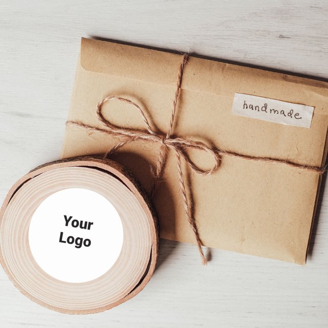 Simple minimal elegant custom logo here company classic round sticker (Creator Uploaded)