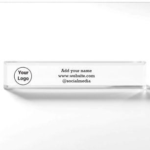 Simple minimal elegant custom logo here company  d desk name plate