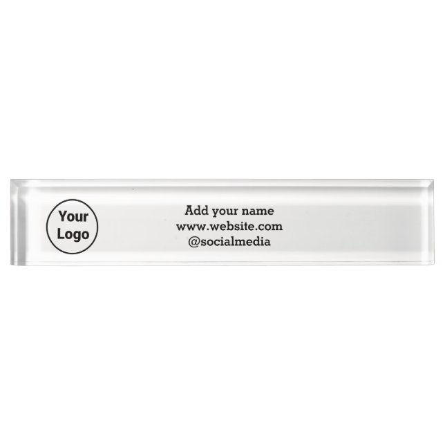 Simple minimal elegant custom logo here company  d desk name plate (Front)