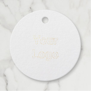 Simple minimal elegant custom logo here company  g foil favor tags