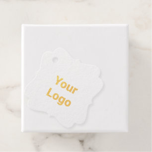 Simple minimal elegant custom logo here company g foil favor tags