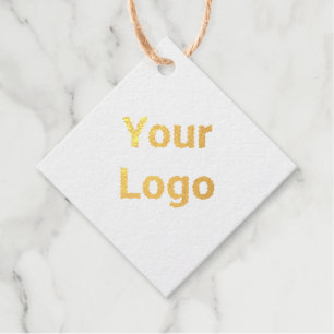 Simple minimal elegant custom logo here company  g foil favor tags