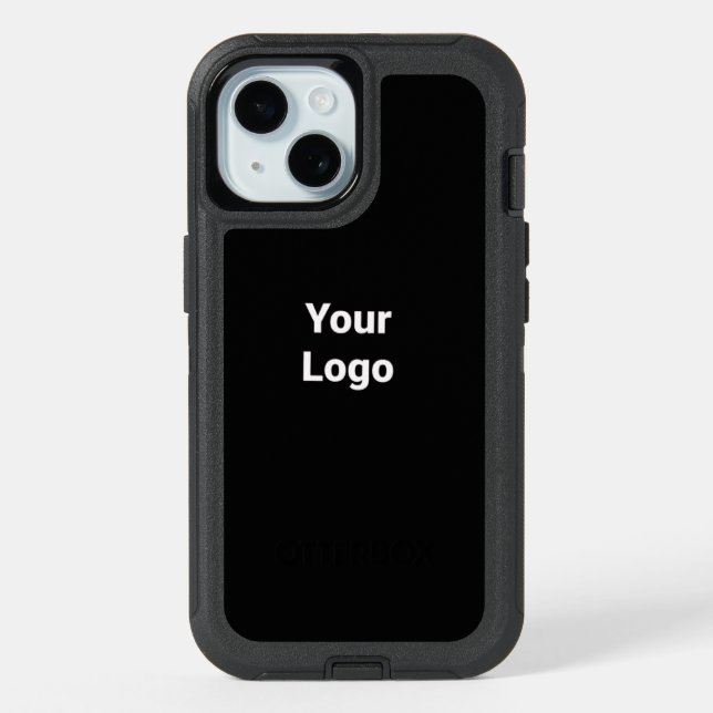 Simple minimal elegant custom logo here company iPhone 15 case (Back)