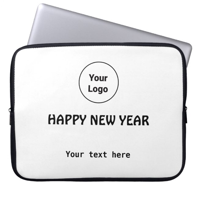 Simple minimal elegant custom logo here company    laptop sleeve (Front)