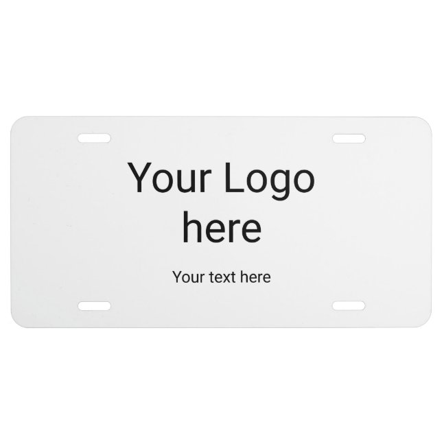 Simple minimal elegant custom logo here company   license plate (Front)