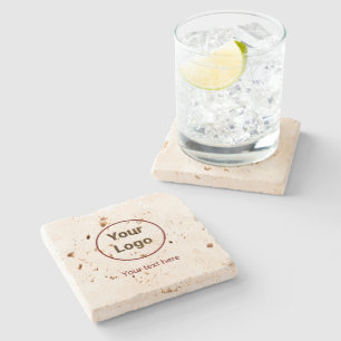 Simple minimal elegant custom logo here company stone coaster