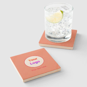 Simple minimal elegant custom logo here company stone coaster