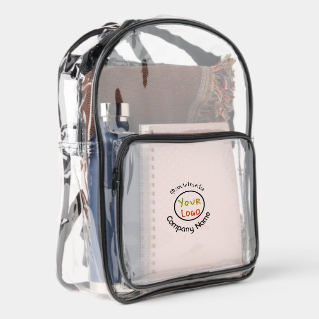 Simple minimal elegant custom logo here company wa clear backpack  (Right)