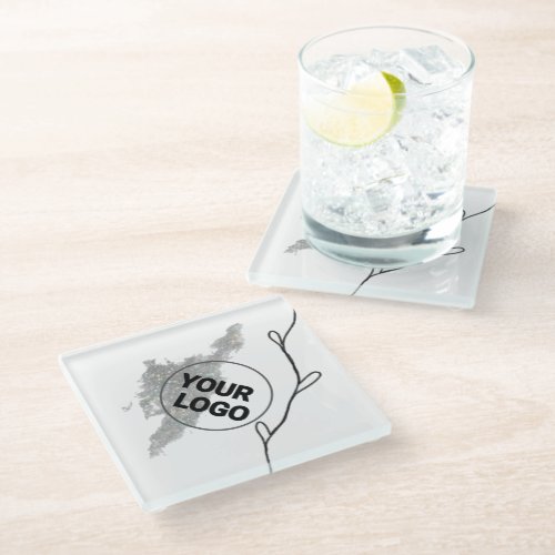 Simple minimal elegant custom logo here company wa glass coaster