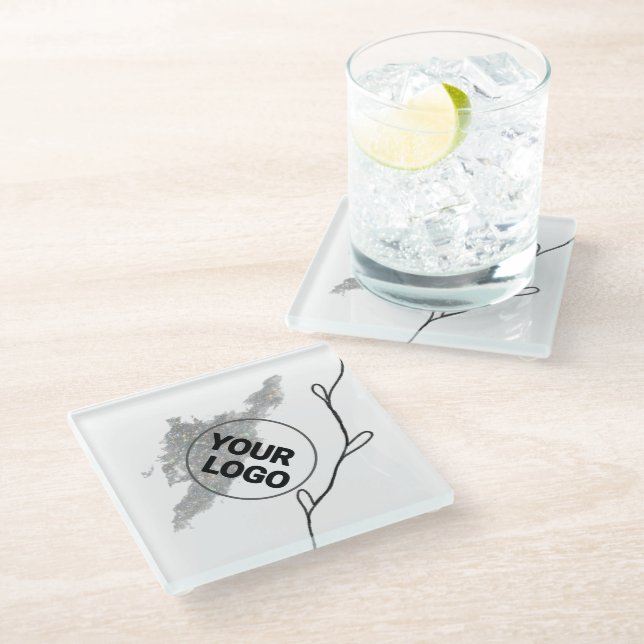 Simple minimal elegant custom logo here company wa glass coaster (Angled)