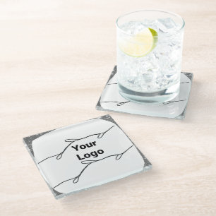 Simple minimal elegant custom logo here company wa glass coaster