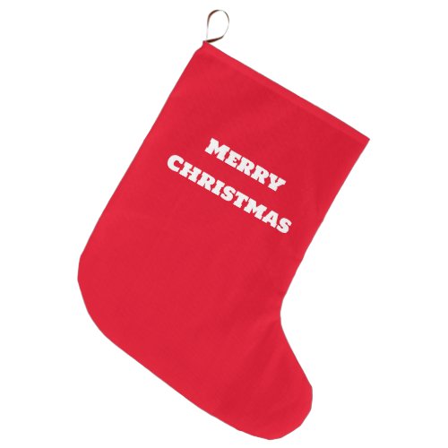 Simple minimal elegant custom merry Christmas Chri Large Christmas Stocking