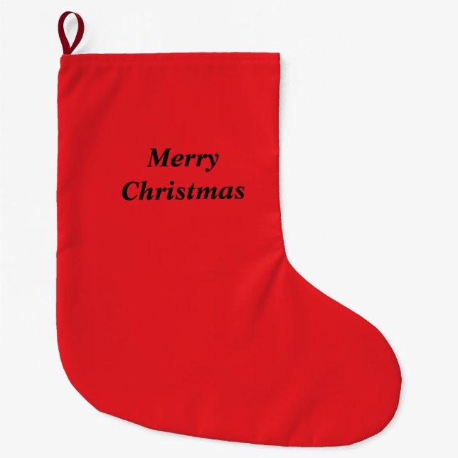 Simple minimal elegant custom merry Christmas Chri Large Christmas Stocking (Front)