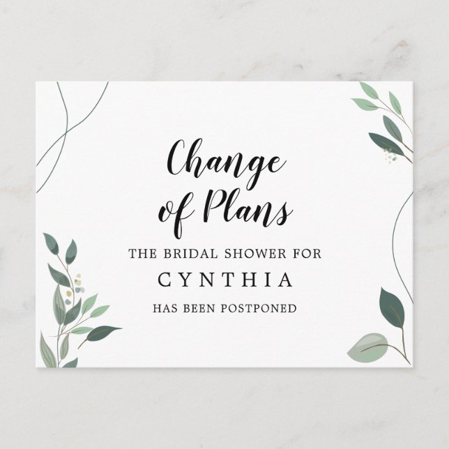 Simple Minimal Elegant Eucalyptus Postpond Postcard (Front)