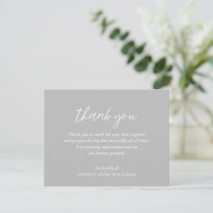 Simple Minimal Elegant Funeral Thank You Card