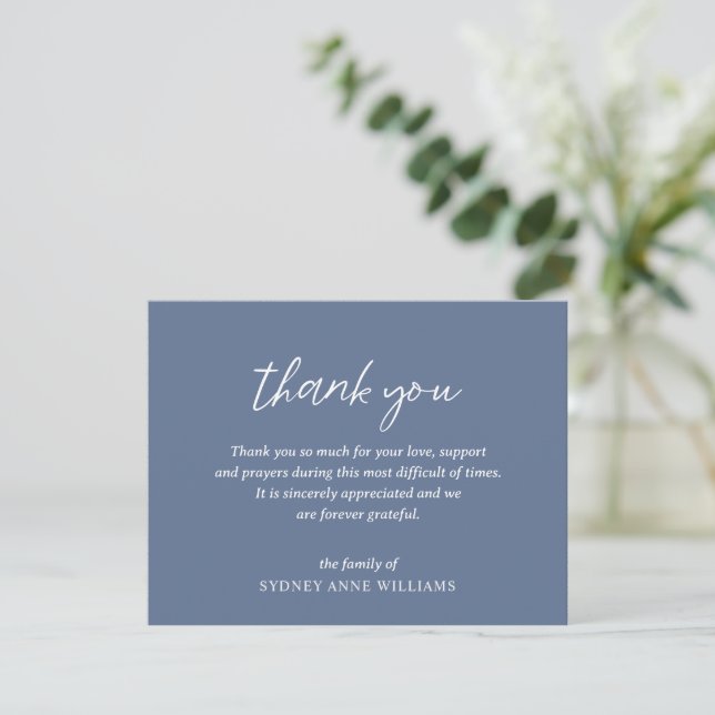 Simple Minimal Elegant Funeral Thank You Card (Standing Front)