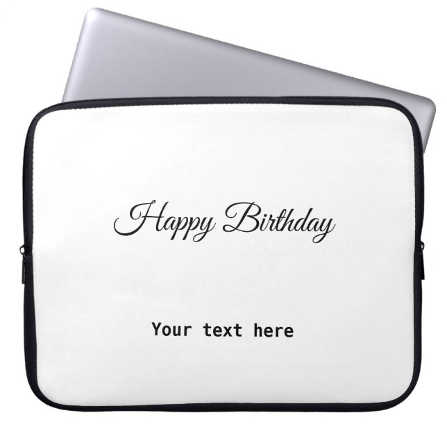 simple minimal elegant happy birthday custom laptop sleeve (Front)